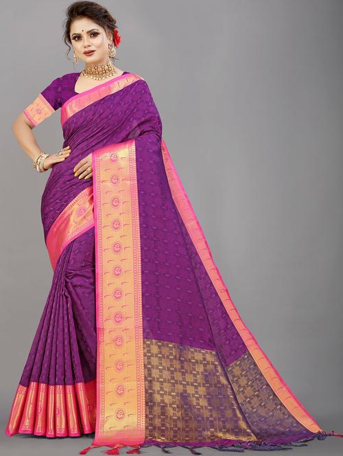purple paithani saree with blouse - 20260695 - Very Small Image - 1