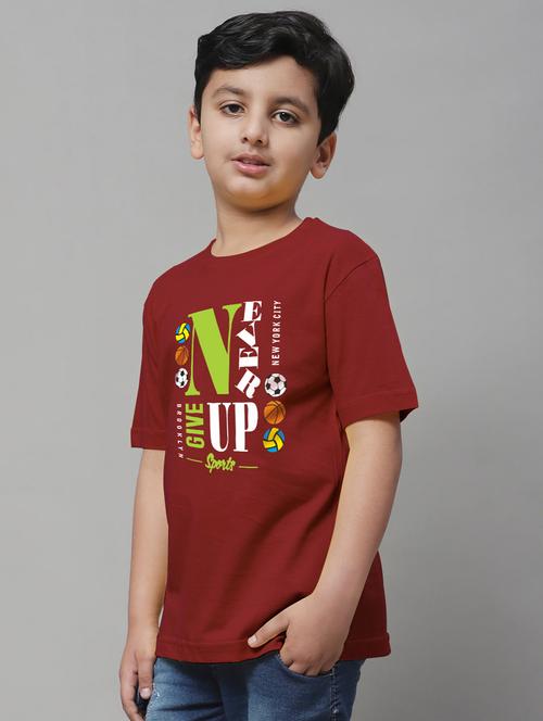 boys round neck typographic print t-shirt - 20261530 - Very Small Image - 1