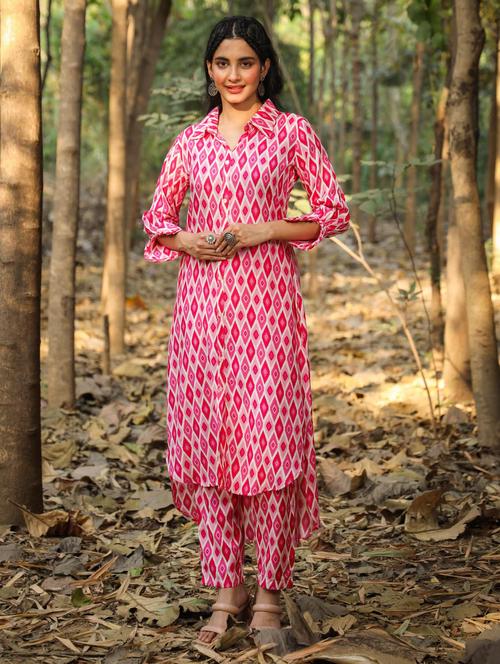 pink three quarter sleeve kurta salwar set - 20261609 - Very Small Image - 1