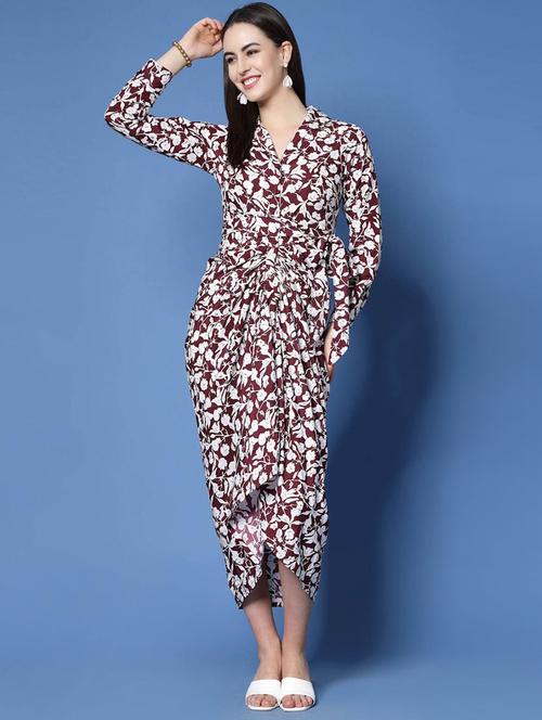 women's asymmetric floral dress - 20262033 - Very Small Image - 1