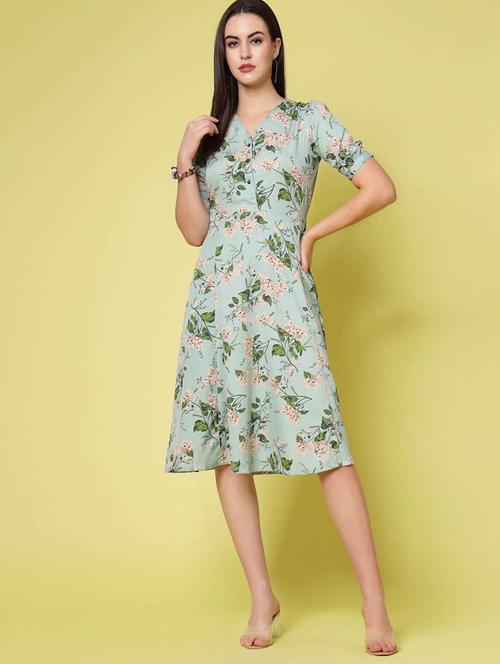women's fit & flare floral dress - 20262047 - Very Small Image - 1