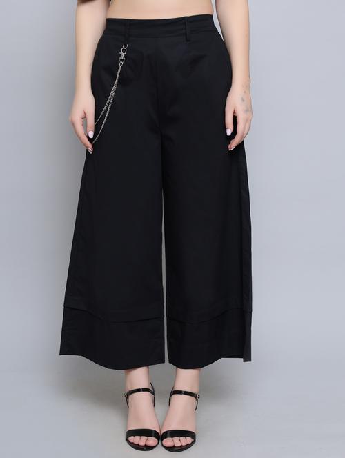 women black solids wide leg trousers - 20264581 - Very Small Image - 1
