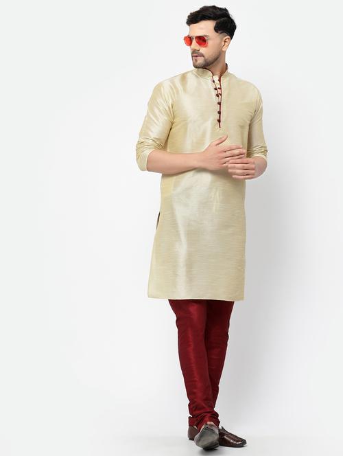 men solid kurta pyjama ethnic set - 20266134 - Very Small Image - 1