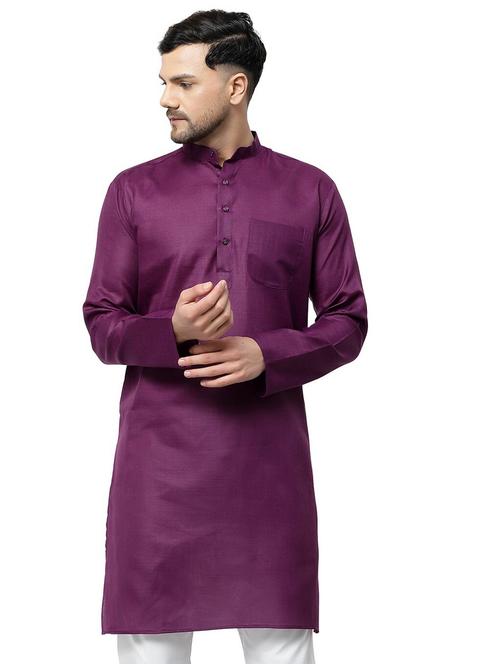 men solid mandarin neck long kurta - 20266147 - Very Small Image - 1
