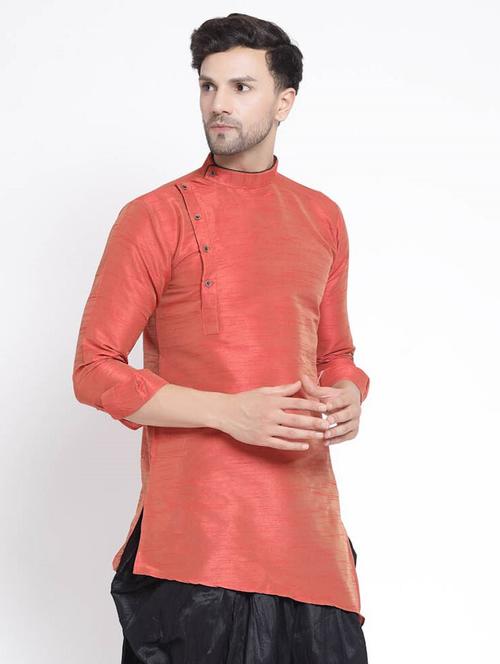 men mandarin neck solid asymmetric short kurta - 20266168 - Very Small Image - 1