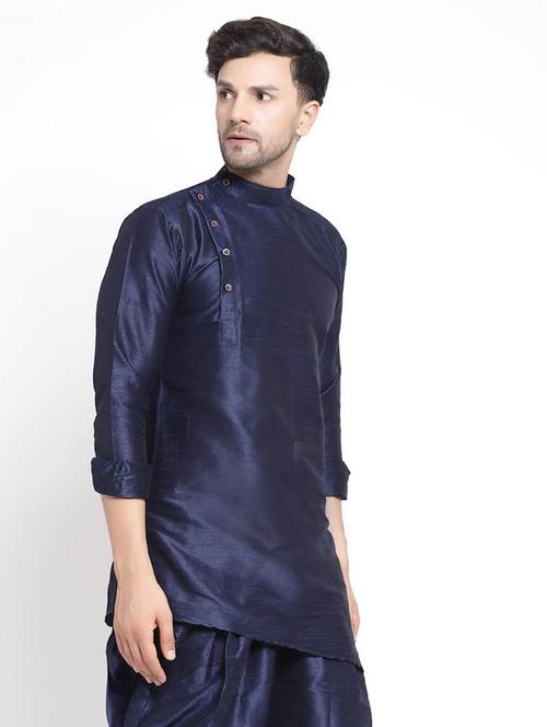 men mandarin neck solid asymmetric short kurta - 20266170 - Very Small Image - 1