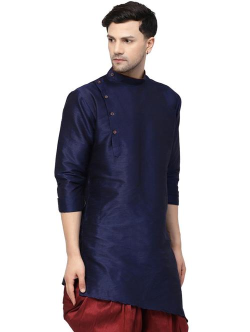men mandarin neck solid asymmetric short kurta - 20266171 - Very Small Image - 1