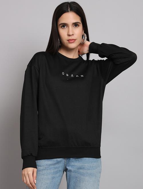 women black typographic chest print sweatshirt - 20266266 - Very Small Image - 1