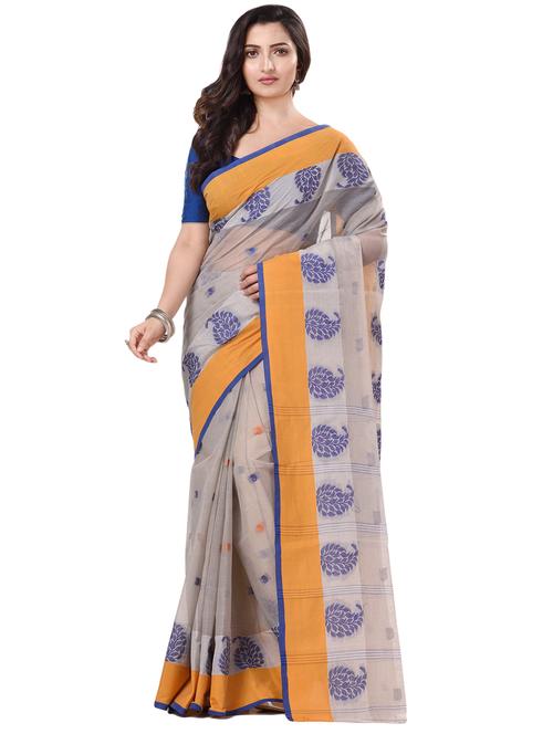 women's self design grey colored saree with blouse - 20266304 - Very Small Image - 1