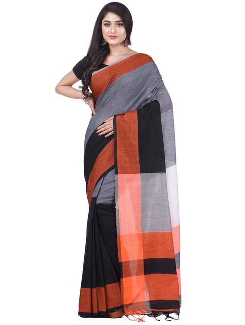 women's checks multi colored saree with blouse - 20266306 - Very Small Image - 1