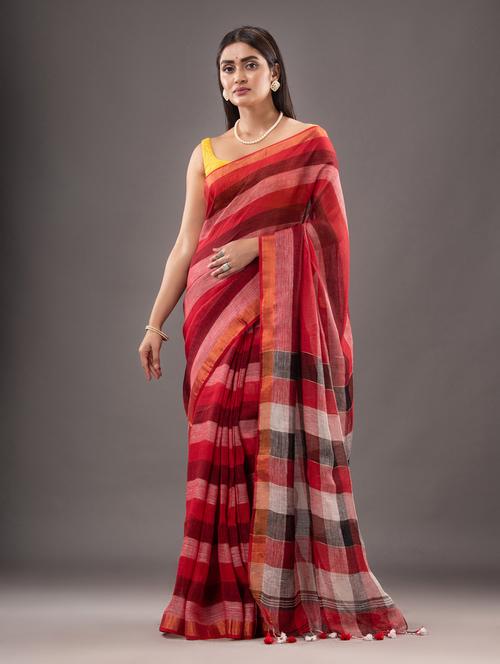 women's self design red colored saree - 20266908 - Very Small Image - 1