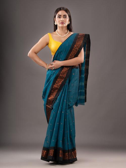 women's self design teal colored saree - 20266940 - Very Small Image - 1