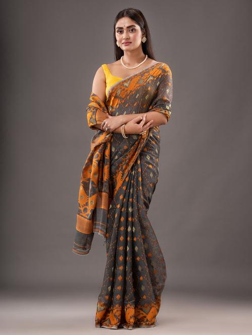 women's self design grey colored saree - 20266987 - Very Small Image - 1