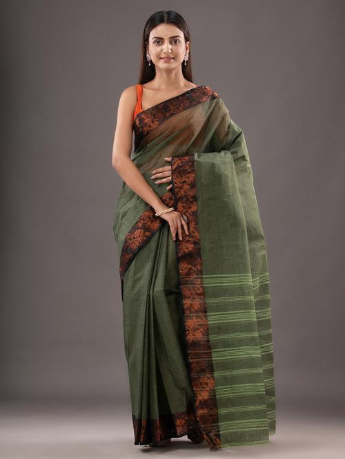 women's self design olive colored saree - 20267061 - Very Small Image - 1