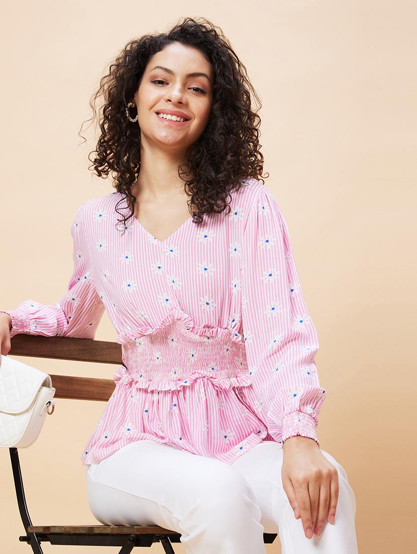 women pink viscose peplum top - 20271718 - Zoom Image - 3