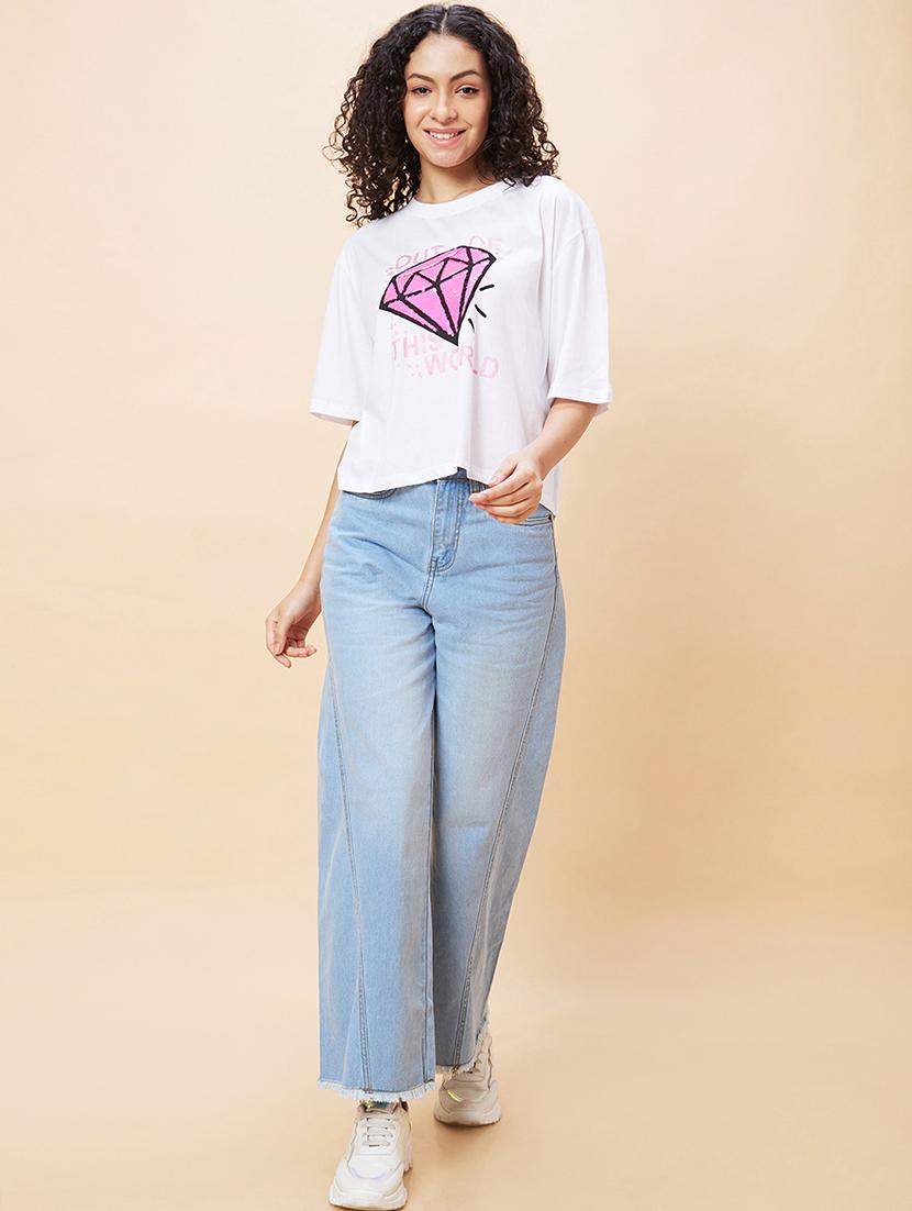 women white cotton boxy t-shirt - 20271723 - Zoom Image - 3