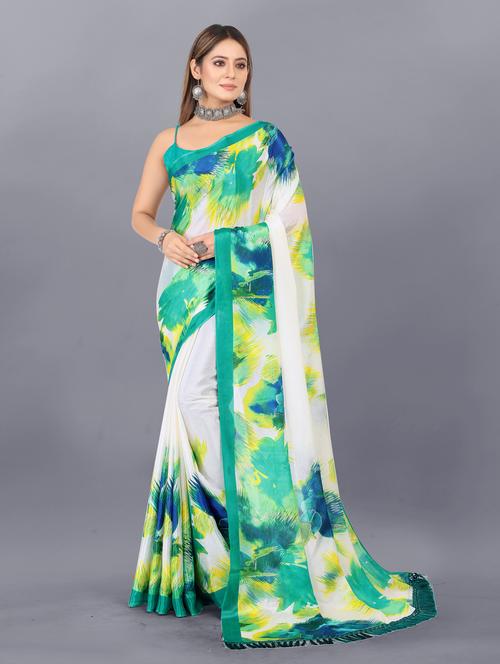 women's printed multi colored saree with blouse - 20273384 - Very Small Image - 1