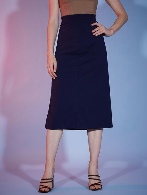 women mid rise solid straight skirt - 20273790 - Very Small Image - 1