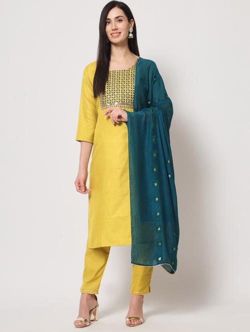 yellow colored kurta pant set - 20274435 - Very Small Image - 1