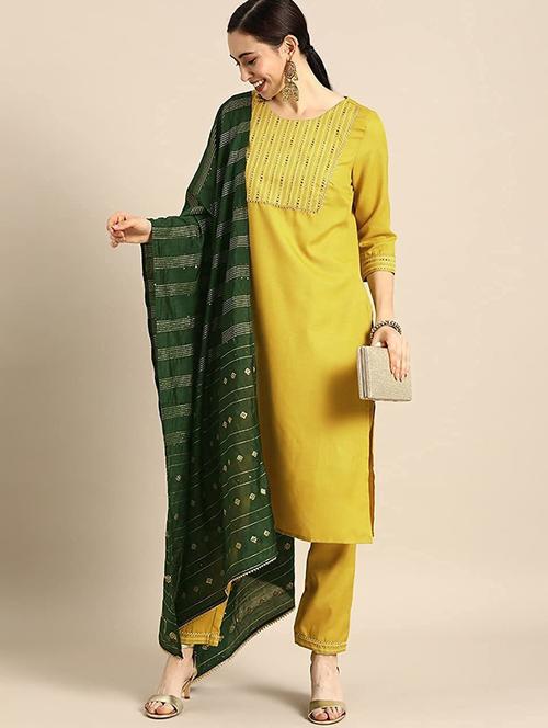 yellow colored kurta pant set - 20274563 - Very Small Image - 1