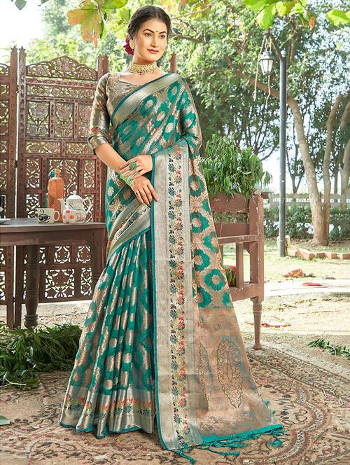 women's banarasi saree with blouse - 20274680 - Very Small Image - 1