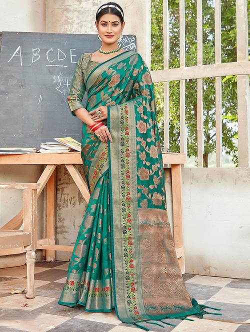women's banarasi saree with blouse - 20274698 - Very Small Image - 1