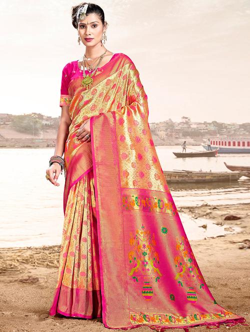 women's banarasi saree with blouse - 20275272 - Very Small Image - 1