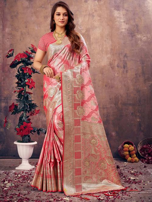 women's banarasi saree with blouse - 20275356 - Very Small Image - 1