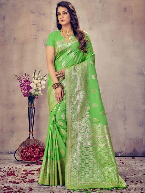 women's banarasi saree with blouse - 20275464 - Very Small Image - 1