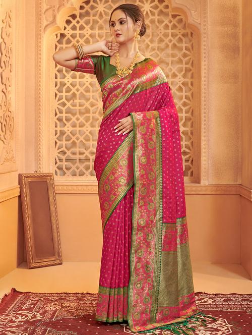 women's banarasi saree with blouse - 20275539 - Very Small Image - 1