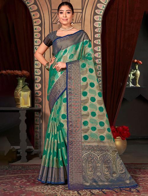 women's banarasi saree with blouse - 20275648 - Very Small Image - 1