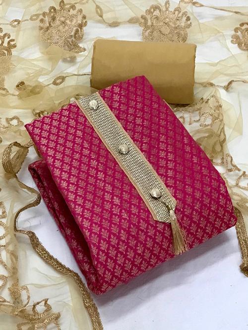 pink colored unstiched dress - 20276014 - Very Small Image - 1