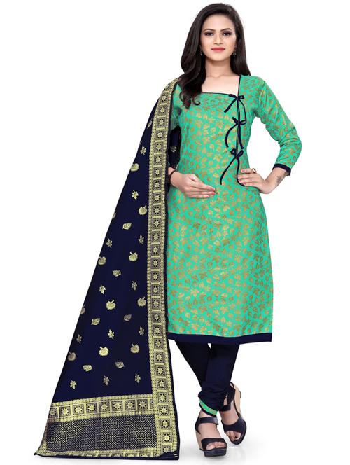 women green banarasi unstitched suits - 20276104 - Very Small Image - 1