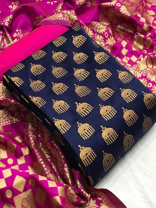 women blue banarasi unstitched suits - 20276253 - Very Small Image - 1