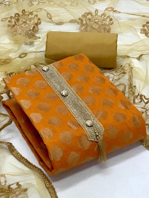 women mustard banarasi unstitched suits - 20276346 - Very Small Image - 1
