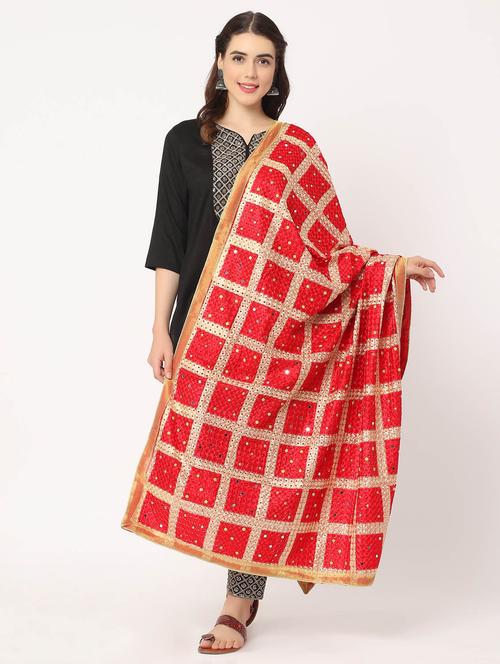 red phulkari dupatta - 20276644 - Very Small Image - 1