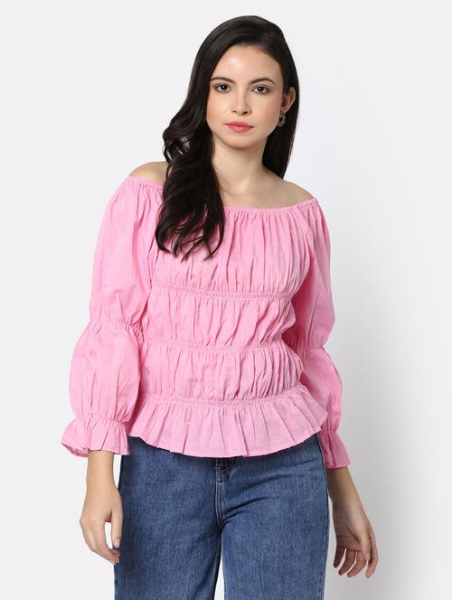 pink self design tiered top - 20277725 - Very Small Image - 1