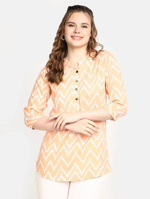 peach chevron regular tunic - 20277785 - Very Small Image - 1