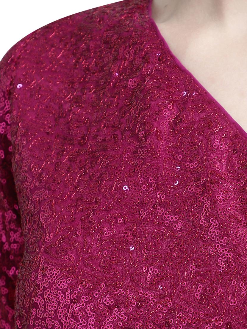 magenta sequin work a-line dress - 20277796 - Standard Image - 3
