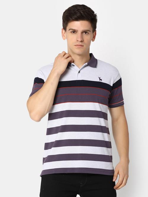 men multi color striped polo neck t-shirt - 20277929 - Very Small Image - 1