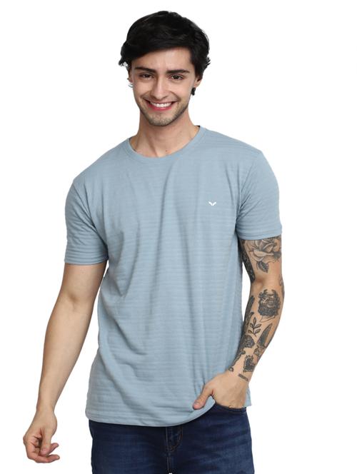 men blue cotton casual t-shirt - 20278037 - Very Small Image - 1