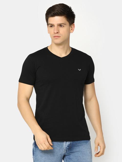 black solid crew neck t-shirt - 20278045 - Very Small Image - 1