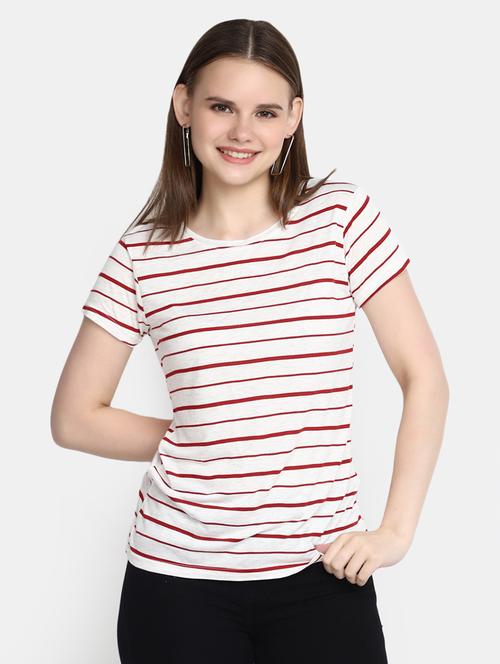 women's striped round neck t-shirt - 20278138 - Very Small Image - 1