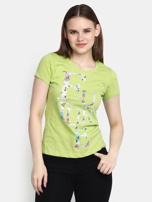 women's front print crew neck t-shirt - 20278161 - Very Small Image - 1