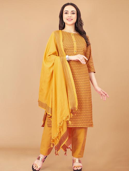 yellow colored kurta pant set - 20280229 - Very Small Image - 1