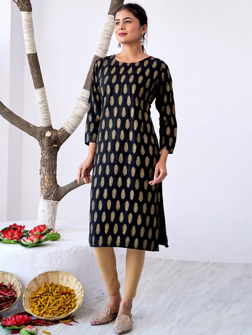black colored straight kurta - 20280854 - Very Small Image - 1
