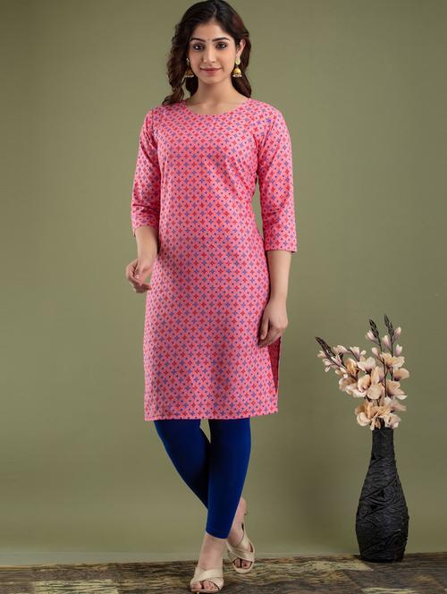 pink colored straight kurta - 20280903 - Very Small Image - 1