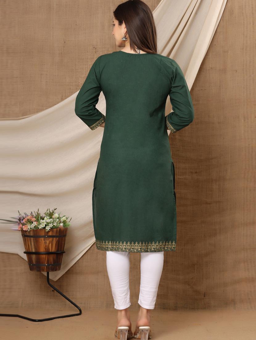 green colored straight kurta - 20280930 - Standard Image - 2