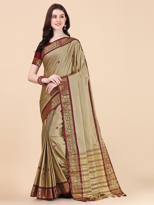 women's self design brown colored saree - 20281990 - Very Small Image - 1