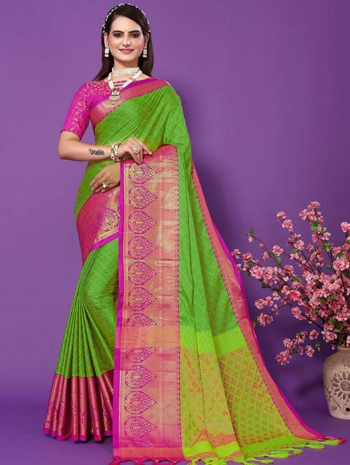 women's self design light green colored saree - 20282077 - Very Small Image - 1